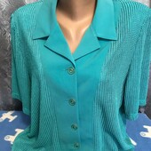 Нарядная блузка бирюзового цвета(темнее,чем на фото) на женщину XL/XXL,см.замеры