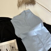 Блуза в небесному кольорі з хрусткої бавовни