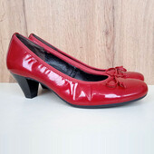 Австрійські шкіряні туфлі, червоні класичні лаковані човники на підборах, літо демі, р. 38