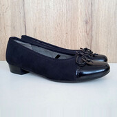 Німецькі туфлі на низькому, чорні балетки, жіночі човники на широку ногу, літо демі, р. 37