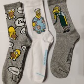Три пари! Набір! Шкарпетки Simpsons Розміри: 39/42, 43/45