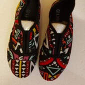 Мокасини текстильні чорні із мікс кольорами