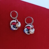 Шикарные серебряные серьги с крупным цирконием.Проба 925.