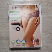 Есмара! Трикотажні жіночі труси з мереживним оздобленням 36/38 євро 3 шт! Лот 31