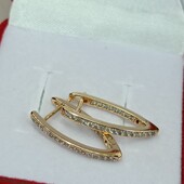 Великолепные серьги стрелы с дорожками фианитов. Позолота 585 пробы 18К.