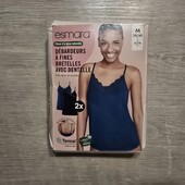 Есмара! Мяка жіноча майка з мереживом на тонких бретелях 36/38 євро 2 шт! Лот 72