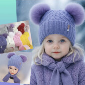 Тепла шапка з шарфом-вушками.На повному флісі.3кольори