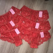 1 в лоті))Шикарні кружевні трусики коралові
