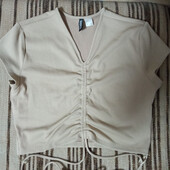 Молодіжна укорочена кроп-топ в рубчик із стяжками , р. L