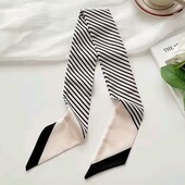 Твіллі, хустинка, хустка, стрічка, шарф, біла, чорна смужки