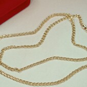 Великолепная цепочка 55 см, плетение Нонна (лав).Позолота 585 пробы 18К.