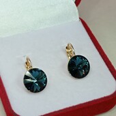 Очень красивые серьги с кристаллами Swarovski. Позолота 585 пробы 18К.