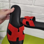 Жіночі натуральні замшеві шльопанці