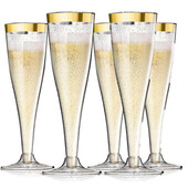 Набір пластикових келихів для шампанського 10 шт преміум класу 150 мл, із золотистими блискі