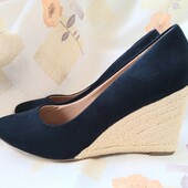 Туфлі сині, під замш, 39 р. (25 см)