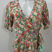 Стильна блуза на запах, квітчастий принт, L XL