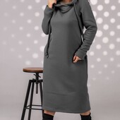 Платье-туника с капюшоном на флисе р.44/46, 56/58