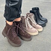 36-41 рр черевики натуральна замша/шкіра чорний, шоколад, капучино.