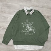 Теплий бавовняний світшот з імітацією сорочки від Nutmeg, розмір 18.