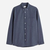 рубашка мужская с длинным рукавом серая хлопок H&M Regular Fit