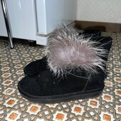 Угги, натуральный замш и песец! Размер 38