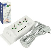 Мережевий фільтр-подовжувач 3000w 993-2p,3 розетки + 4usb+2 тype-с,бездротова зарядка,3м 481