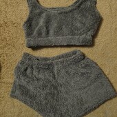 ♡Плюшевый костюмчик-шортики и топ для дома и сна.размер S