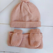 Дитячий комплект: шапка з помпоном на флісі, баф і рукавички-царапки kiabi (франція)