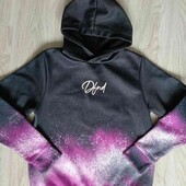 стильный теплый худи с капюшоном цвет графит /амбре размер евро 32/34