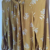 Брендова гірчична блуза квітковий прінт р.12