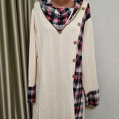 шикарное, комбинированное платье с капюшоном