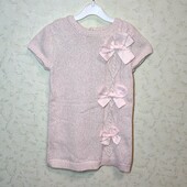 Тепла в'язана сукня ніжно-рожевого кольору (2-3 роки)