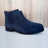 Нові чоловічі черевики, замшеві челсі, демі ботинки сині, весна осінь, р. 44-45