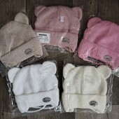 Теплі шапулі з вушками на флісі хлопчик/дівчинка 0-6 місяців