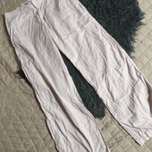 Bershka 42 еur ніжно-рожеві штани льон бавовна