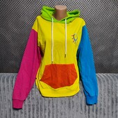 Симпатичная яркая трикотажная кофта/худи с капюшоном, р.L