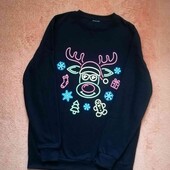 Свитшот с новогодним принтом на флисе р 48-50 