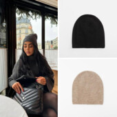 Тонка шапка біні з додаванням вовни zara