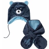 Комплект Lupilu утеплена велюрова шапочка ведмедикта шалик на 62/68 (2-6 місяців)