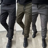 Чоловічі штани плащівка на флісі. Розміри 46-56