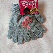 Перчатки для дівчинки barbie сірого кольору детские перчатки 7851