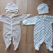 Комплект 2 чоловічки з шапочками для малюка від народження до 3 місяців
