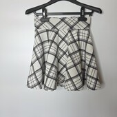 Юбка солнце-клеш девочке в стиле аниме черно-белая клетка bizzy клетчатая