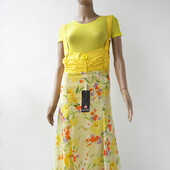 Яскрава молодіжна спідниця в жовтих тонах з шлейками 48 розмір (42 євророзмір).