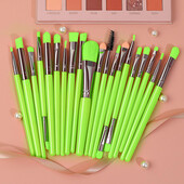 Неонові пензлики для макіяжу на 20 шт (салатові)