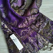 M&S брендовый стильный трехцветный палантин размер 70/170 см