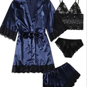❤️Шикарний комплект жіночої піжами 4 одиниці XL, дивіться заміри❤️