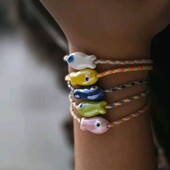 Дві штуки, мотузкові браслети, підвіски рибка, риба кераміка