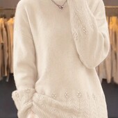 Шикарный, теплый джемпер, свитер, пуловер, р. 4xl, наш 58-66, бежевый