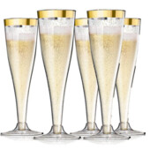 Остаток 1 упаковка 10 шт Набір пластикових келихів для шампанського преміум класу 150 мл, із золот